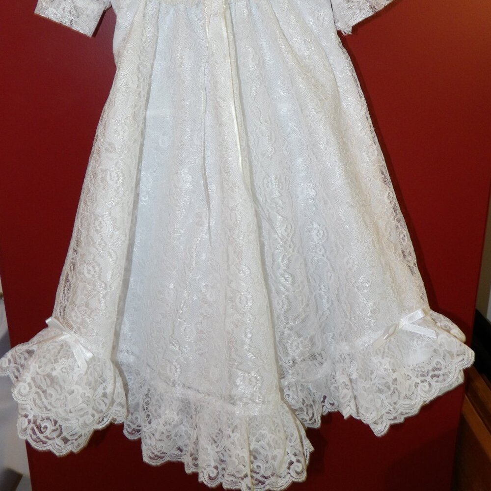 Infant Girl's White Lace Dress with Ruffle - Picture 2 of 6